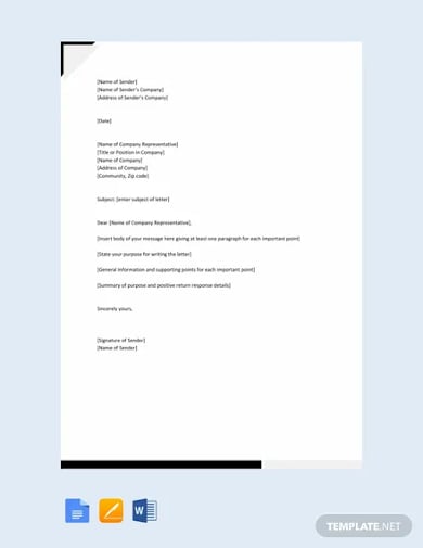 formal business cover letter template