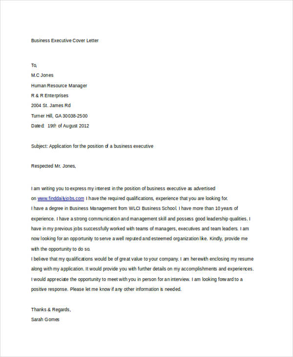 Free professional cover letter template
