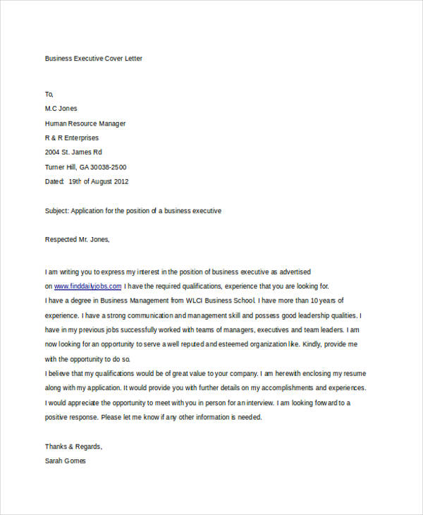 Business Cover Letter -10+ Free Word, PDF Format Download ...