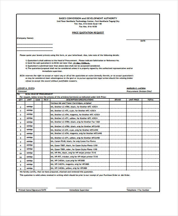 14+ Formal Quotation Template Word, PDF, Google docs