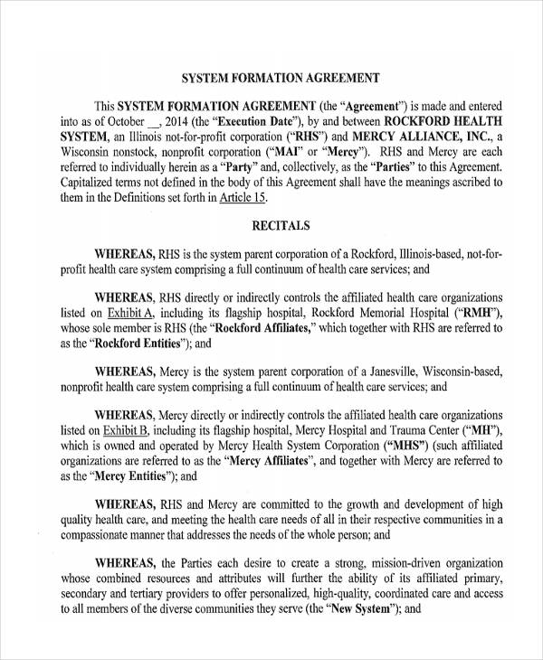 Formation Agreement Templates 6 Free Word, PDF Format Download