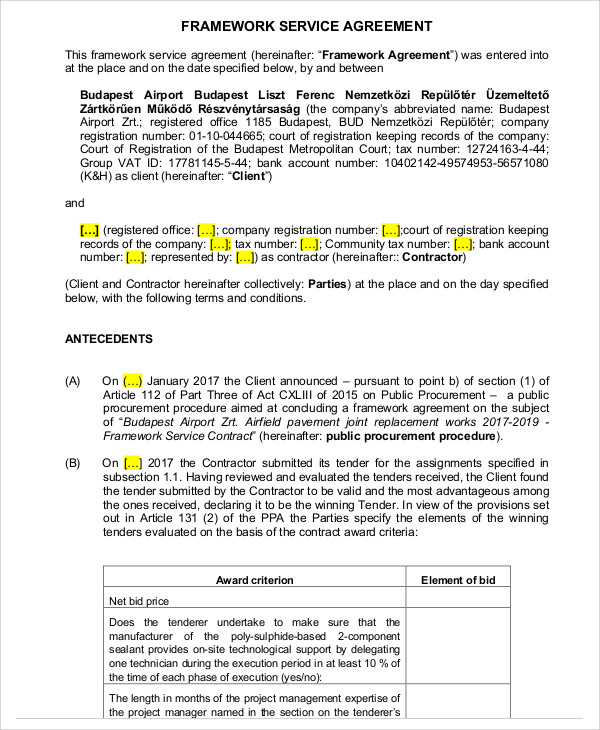 What Is A Framework Agreement Contract For Service - Infoupdate.org