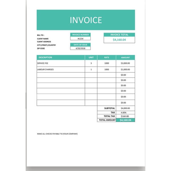 free business service invoice template