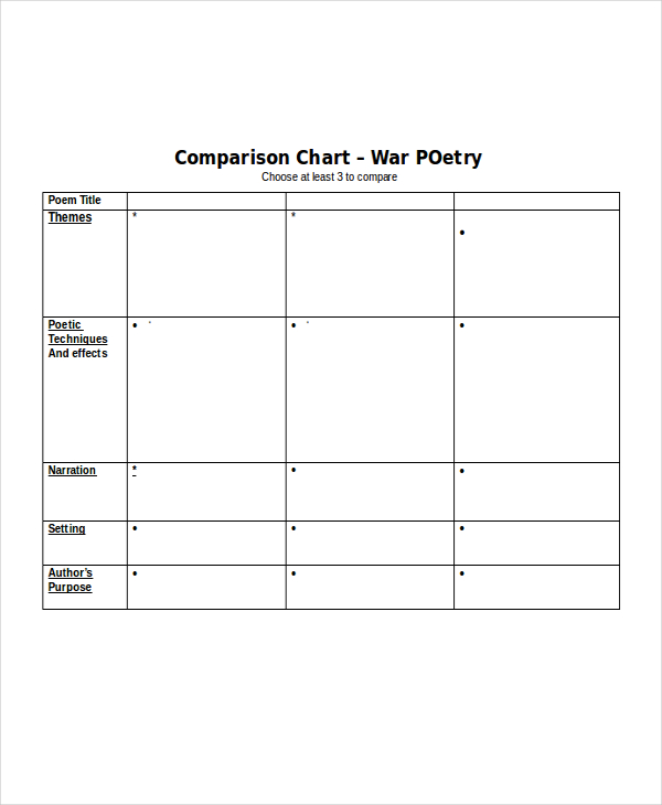 Free Chart Templates For Word