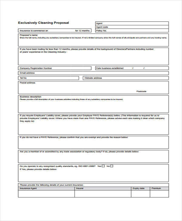 Cleaning Service Proposal Template 12 Free Word PDF Format Download
