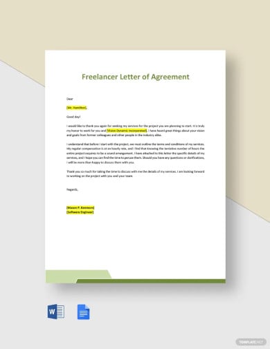 free freelancer letter of agreement template