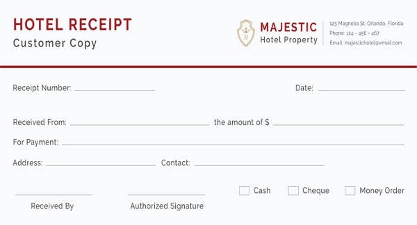 free hotel receipt template