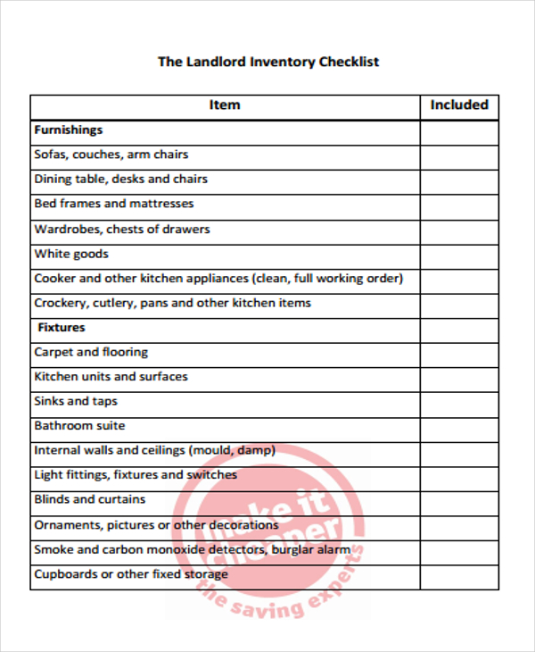 8+ Landlord Inventory Templates - Sample, Example