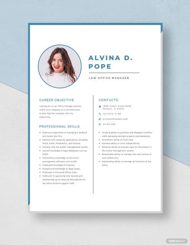 free law office manager resume template