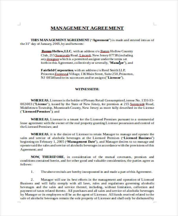 16 Management Agreement Templates Word PDF Apple Pages Google Docs