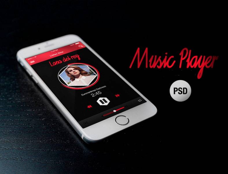 free music app psd 788x600