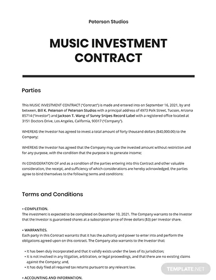free-music-investment-contract-template