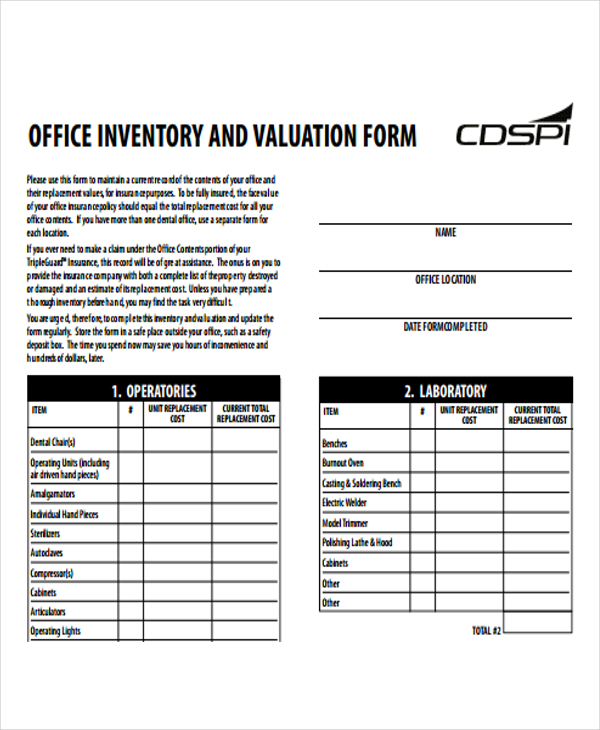 6+ Office Inventory Templates Word, PDF