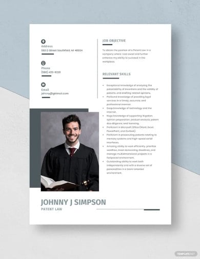 free patent law resume template