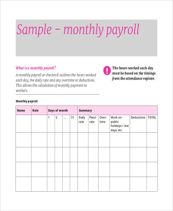 11+ Payroll Sheet Templates - Free Sample, Example Format Download