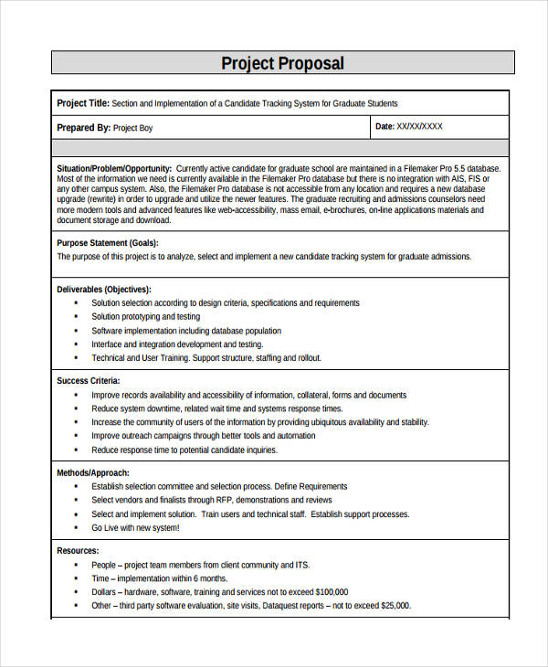 project proposal methodology example