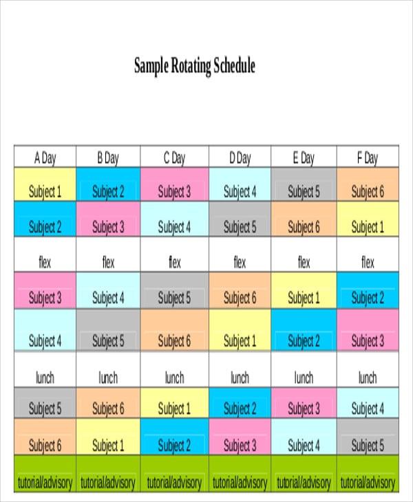 free rotating schedule