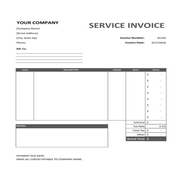 free sample service invoice template