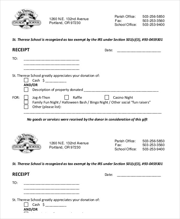 11 School Receipt Templates Free Word PDF Format