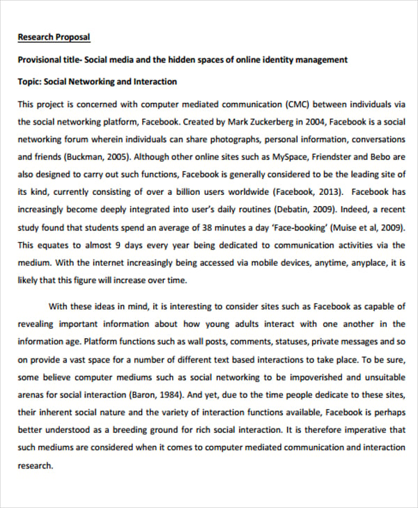 social media research proposal example