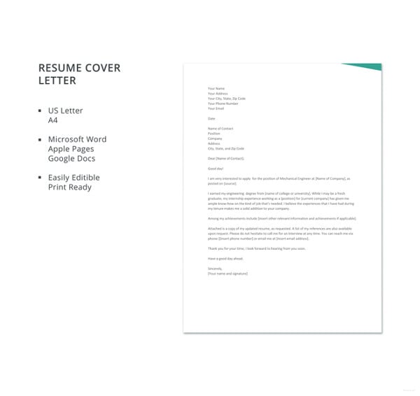 resume cover letter engineering