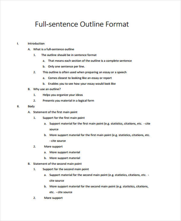 Full Sentence Outline