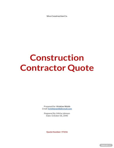 general contractor quotation template