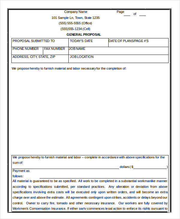 C contractor Proposal Template Word Template Printable