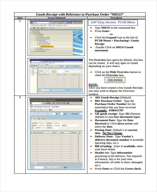 goods purchase order receipt