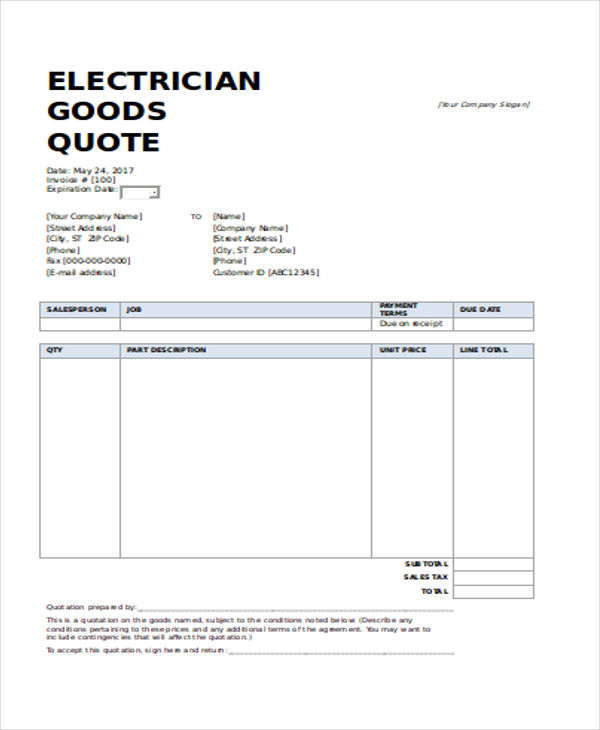 14+ Electrical Quotation Templates PDF, Google docs, Apple pages