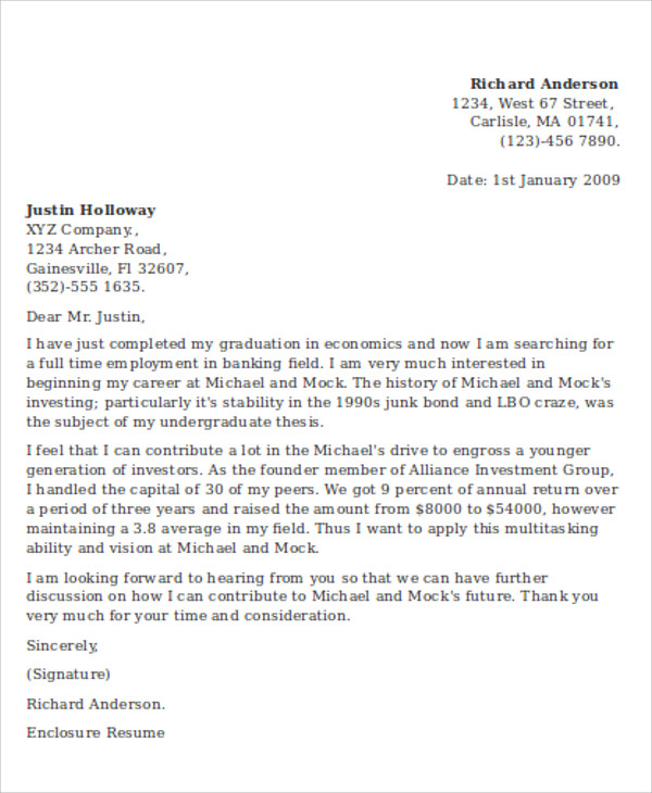 Banking Cover Letter 15 Free Word PDF Format Download