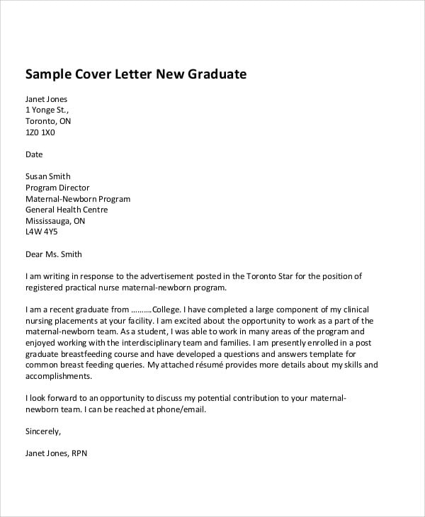 graduate cover letter