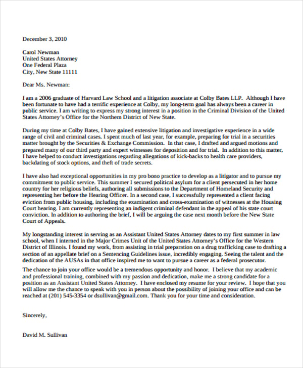 harvard law cover letter template