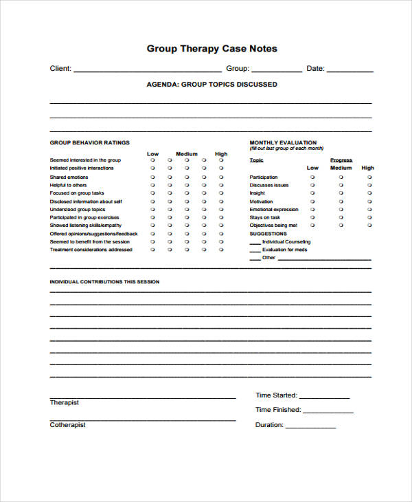 Counseling Case Notes Template For Your Needs