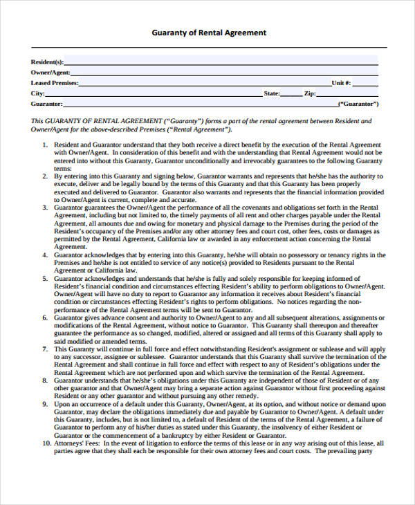 Guaranty Agreement Templates 9 Free Word PDF Format Download