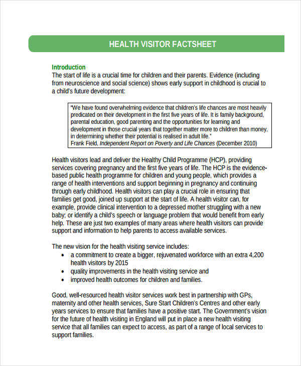 health visitor fact sheet