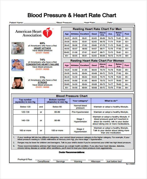 Blood Pressure And Heart Rate Chart Template