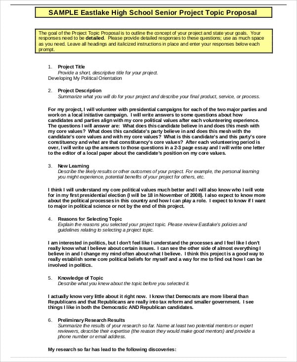 School Project Proposal Template 11+ Free Word, PDF Format Download