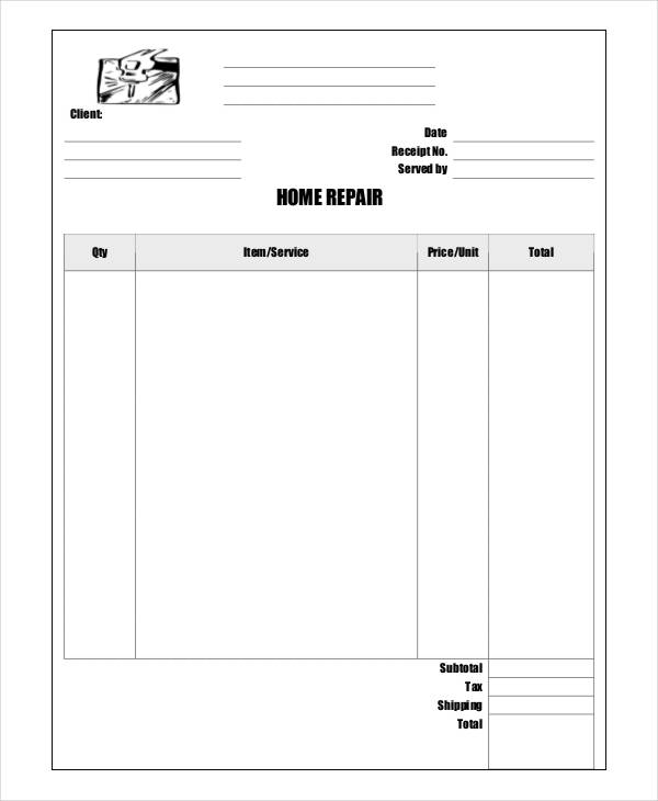 repair receipt templates 7 free word pdf excel format download