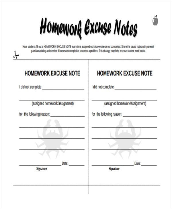 homework note for students