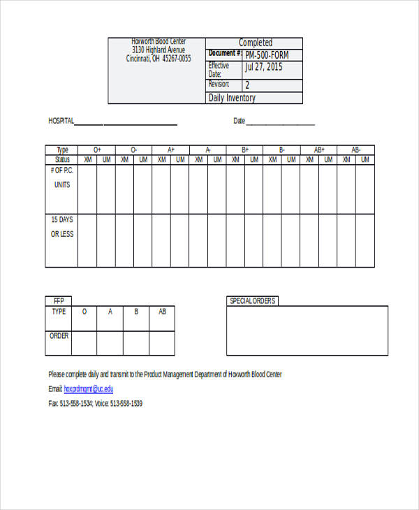 17+ Daily Inventory Templates - Word, PDF