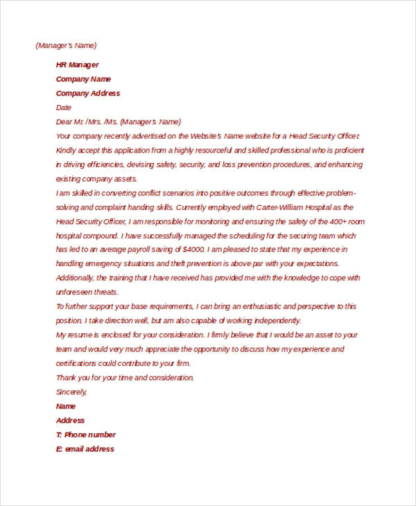 8 security guard cover letters free sample example