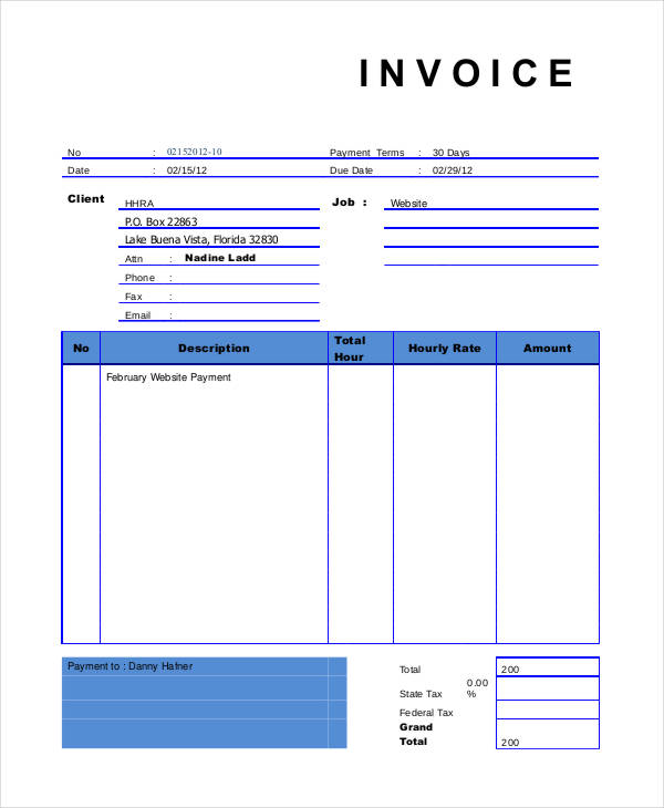 hourly invoice template in word and pdf formats 5 hourly invoice