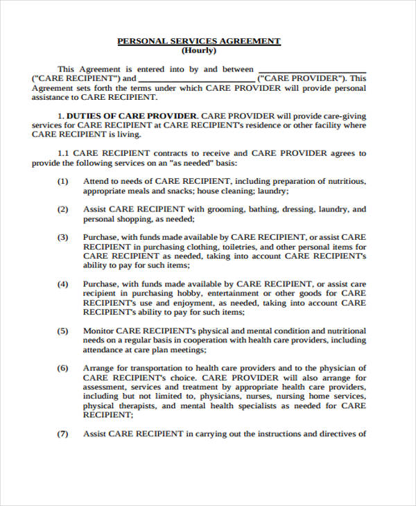 Health Care Service Agreement Template