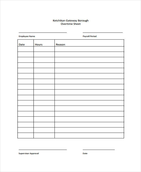 Overtime Sheet Template 13+ Free Word, PDF Format