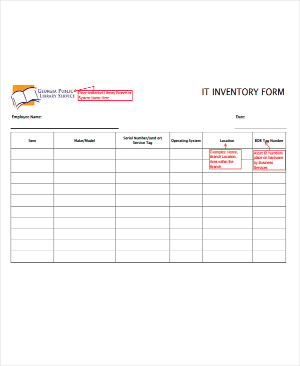 it inventory form
