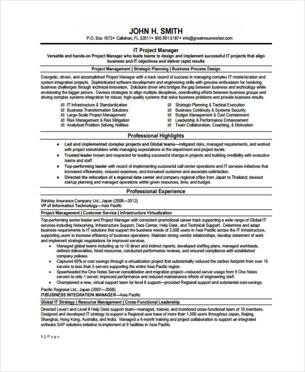 15+ Information Technology Resume Templates - PDF, DOC