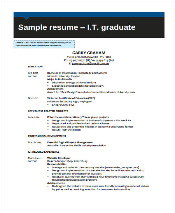 it student resume