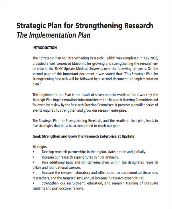 implementation plan for research