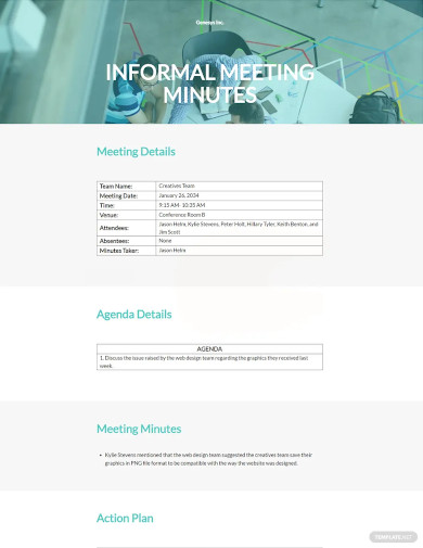 informal meeting minutes agenda template